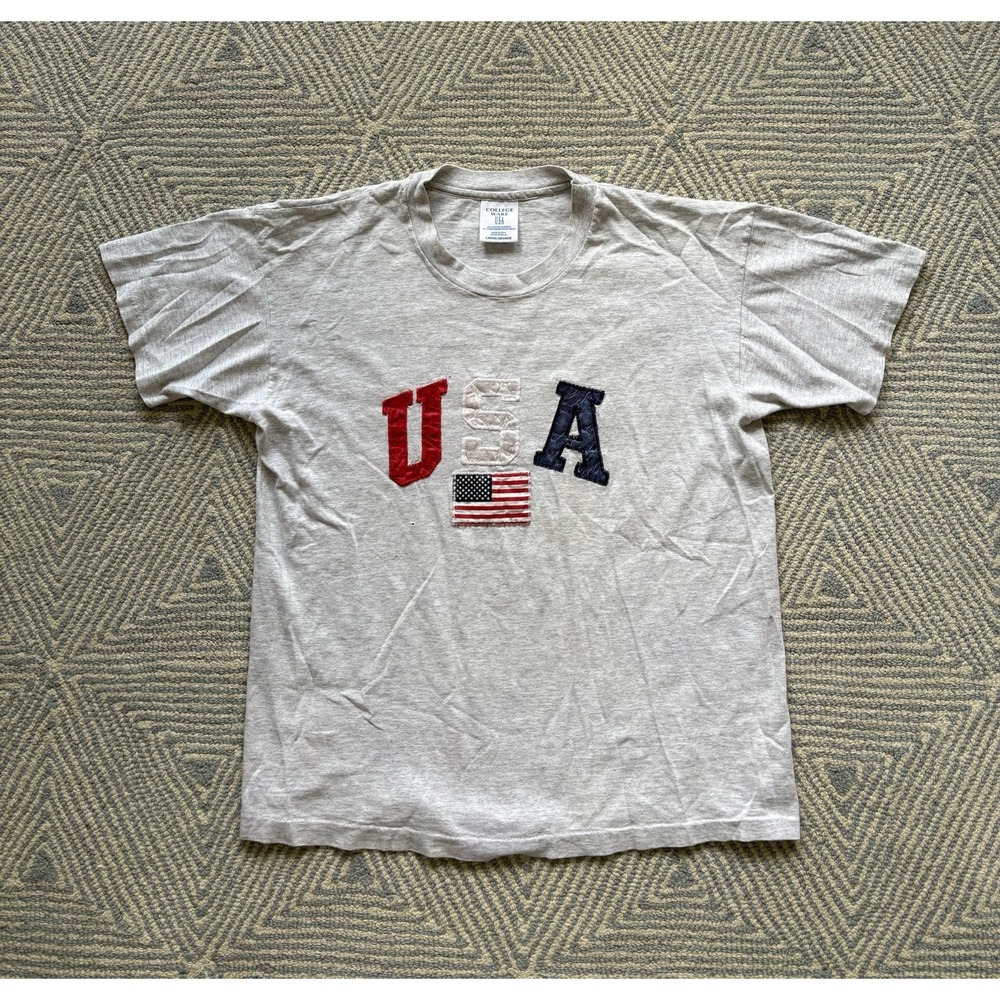 College Ware Short Sleeve Vintage USA T-Shirt -‎ Single Stitch - Grey - Large